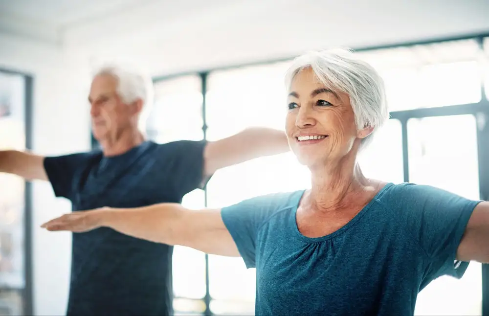 seniors at a Life Plan Community participating in a yoga class