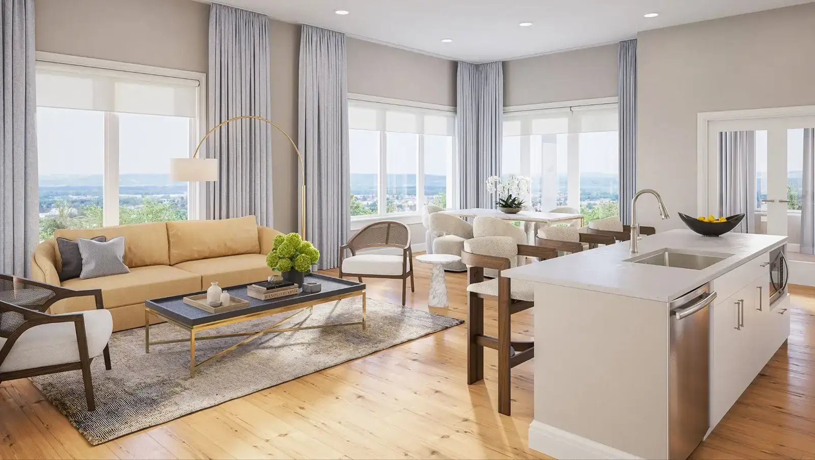 picture of the inside of the luxury senior apartments at The Winsberg in Delray Beach, FL, featuring modern furniture.